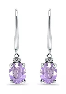 2.46 ct. t.w. 자석영과 1/10 ct. t.w. 스터링 실버에서 다이아몬드 레버백 귀걸이