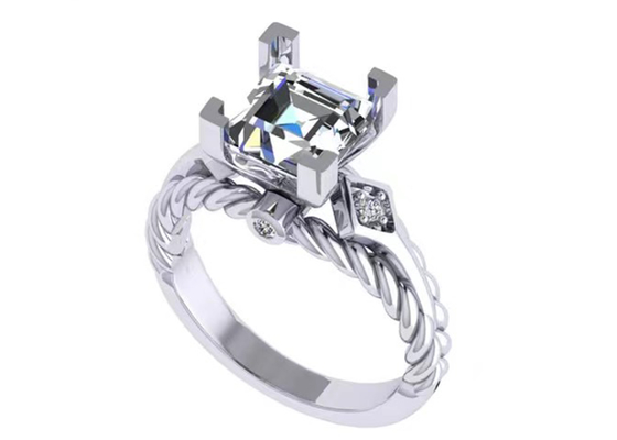 Moissanite 다이아몬드 보석 약속 반지 14K 골드 프린세스 컷