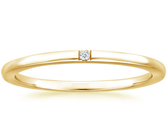 솔리테어 다이아몬드 14K 옐로우 골드 보석 작은 0.04ct 2.0mm-2.3mm 밴드 크기