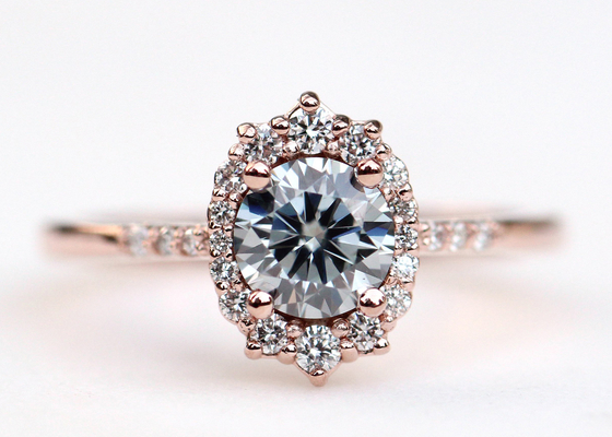 1.2ct 1pcs 여성용 모이사나이트 약혼 반지 14K 로즈 골드 소재