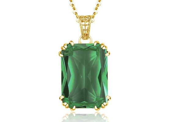 자연적인 에메랄드 펀던트를 가진 포도 수확 14K 금 목걸이 2.67ct 8×10mm
