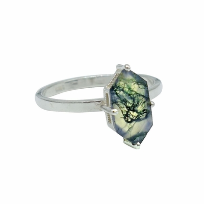 거기 스톤 약혼이 925 스털링에서 울린 그녀의 0.63CT 스퀘어 형상 자연적 모스 아게이트에 있어서의 보석의 미 크리스마스 선물