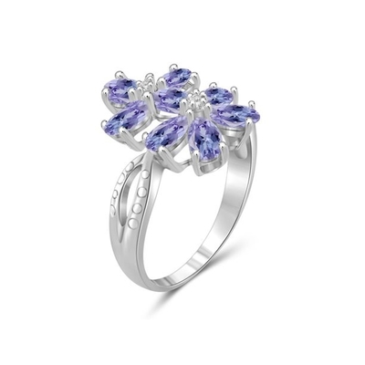 스터링 실버 약혼 반지에서 성질 0.5 ct 라운드 탄자나이트 원광 반지