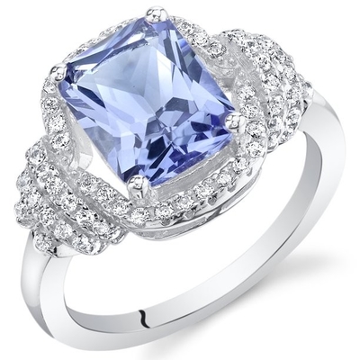 2 ct 쿠션 컷 탄자나이트 칵테일이 18K 화이트 골드에서 스터링 실버  약혼 반지로 접어든다는 것을 당연합니다