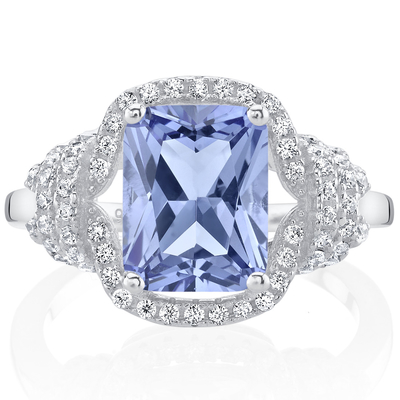 2 ct 쿠션 컷 탄자나이트 칵테일이 18K 화이트 골드에서 스터링 실버  약혼 반지로 접어든다는 것을 당연합니다