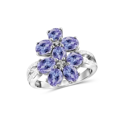 로스-시몬스 2.50 ct. t.w. 탄자나이트와.20 ct. t.w. 하얀 지르콘은 스터링 실버로 접어듭니다