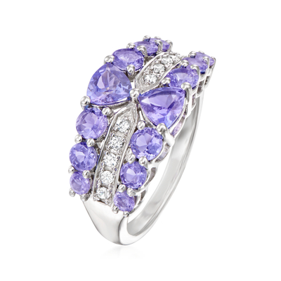 보석 왕 0.87 Ct 라운드 푸른 탄자나이트 화이트 토파즈 925 스터링 실버 우회 벨소리