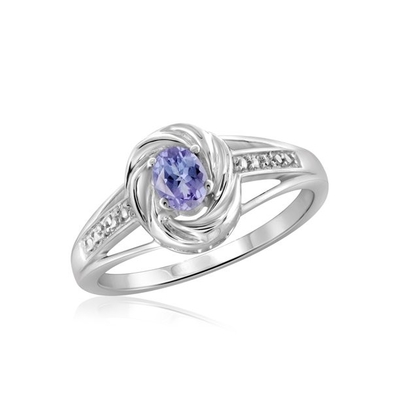 보석 왕 0.87 Ct 라운드 푸른 탄자나이트 화이트 토파즈 925 스터링 실버 우회 벨소리