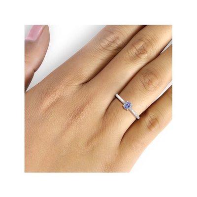 보석 왕 0.18 Ct 푸른 탄자나이트 925 스터링 실버는 10K 옐로우 골드 가지 반지로 떠들썩합니다