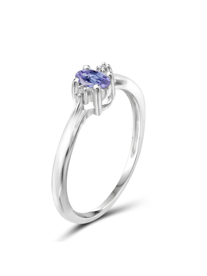 보석 왕 0.18 Ct 푸른 탄자나이트 925 스터링 실버는 10K 옐로우 골드 가지 반지로 떠들썩합니다
