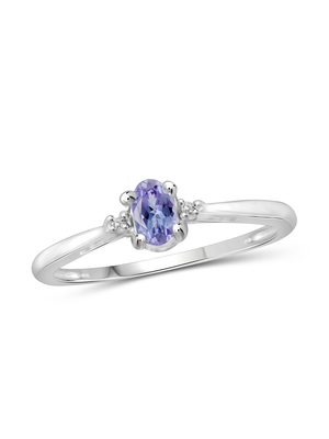 보석 왕 0.18 Ct 푸른 탄자나이트 925 스터링 실버는 10K 옐로우 골드 가지 반지로 떠들썩합니다