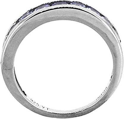 0.5 CTW 자연적 블루 탄자나이트와 다이아몬드 반지 18K 단단한 화이트 골드