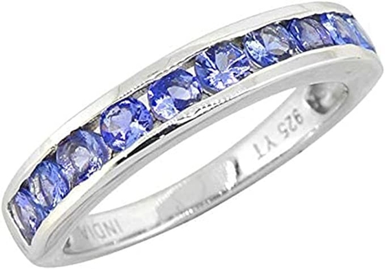0.5 CTW 자연적 블루 탄자나이트와 다이아몬드 반지 18K 단단한 화이트 골드