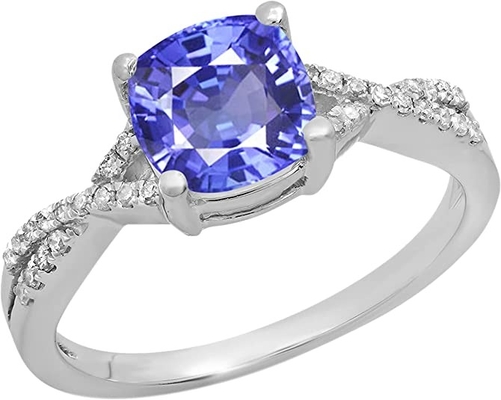 10K 금 차양 1.68 ct 진짜 자연적 탄자나이트는 다이아몬드로 떠들썩합니다 