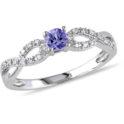 1.5 은메달 위에서 도금처리하는 캐럿 자연적 탄자나이트 약혼 반지 In18K 화이트 골드