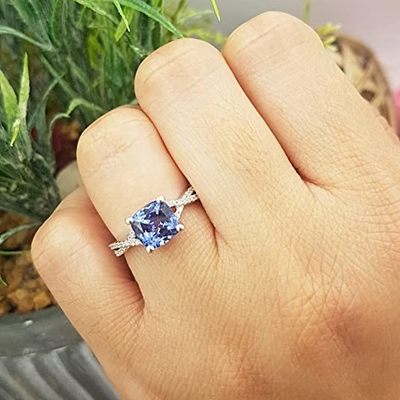 1.5 은메달 위에서 도금처리하는 캐럿 자연적 탄자나이트 약혼 반지 In18K 화이트 골드