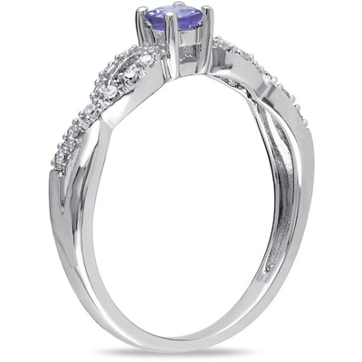 1.5 은메달 위에서 도금처리하는 캐럿 자연적 탄자나이트 약혼 반지 In18K 화이트 골드