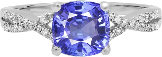1.5 은메달 위에서 도금처리하는 캐럿 자연적 탄자나이트 약혼 반지 In18K 화이트 골드