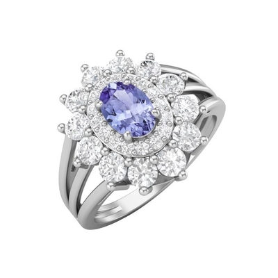 10K 금 차양 1.68 ct 진짜 자연적 탄자나이트는 다이아몬드로 떠들썩합니다 