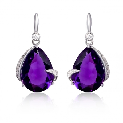 2.46 ct. t.w. 자석영과 1/10 ct. t.w. 스터링 실버에서 다이아몬드 레버백 귀걸이