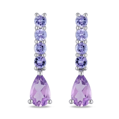 2.46 ct. t.w. 자석영과 1/10 ct. t.w. 스터링 실버에서 다이아몬드 레버백 귀걸이