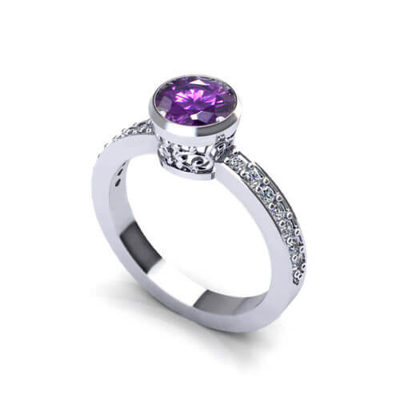 꽃 자석영은 14k 화이트 골드, 6x8mm 자석영, 다이아몬드.06cttw로 접어듭니다