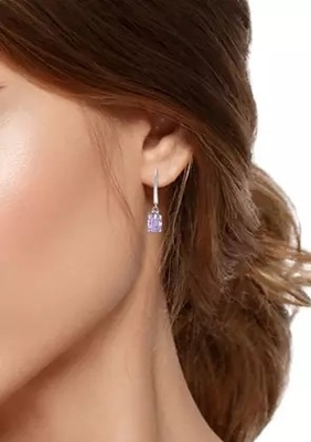 2.46 ct. t.w. 자석영과 1/10 ct. t.w. 스터링 실버에서 다이아몬드 레버백 귀걸이