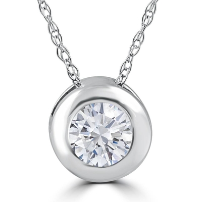 5분의 1 ct 라운드 다이아몬드 솔리테르 매달리는 목걸이 14K 화이트 골드