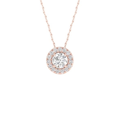 5분의 1 ct 라운드 다이아몬드 솔리테르 매달리는 목걸이 14K 화이트 골드