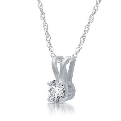 5분의 1 ct 라운드 다이아몬드 솔리테르 매달리는 목걸이 14K 화이트 골드