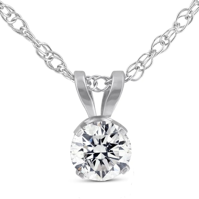 5분의 1 ct 라운드 다이아몬드 솔리테르 매달리는 목걸이 14K 화이트 골드