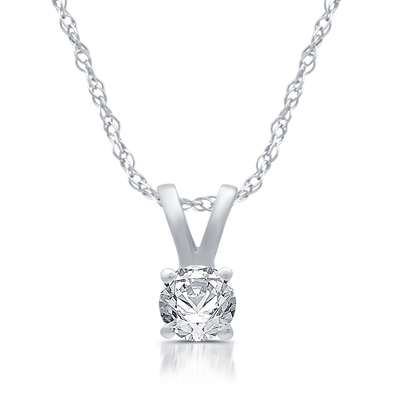 5분의 1 ct 라운드 다이아몬드 솔리테르 매달리는 목걸이 14K 화이트 골드