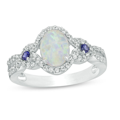 5.0 밀리미터 하트 모양 오팔과 1/8 CT. T.W. 다이아몬드 프레임은 스터링 실버로 접어듭니다