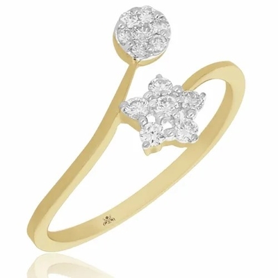 0.20 CTS 다이아몬드 Ring-9K 하얀 골드스타 형태 약혼 반지