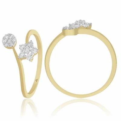 0.20 CTS 다이아몬드 Ring-9K 하얀 골드스타 형태 약혼 반지