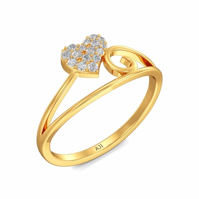 화려하고 아름다움 버드나무 다이아몬드 약혼 반지 1/4 Ct. Tw. 9K 금 마음으로