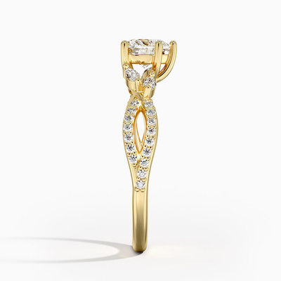 화려하고 아름다움 버드나무 다이아몬드 약혼 반지 1/4 Ct. Tw. 9K 금 마음으로