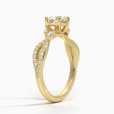 화려하고 아름다움 버드나무 다이아몬드 약혼 반지 1/4 Ct. Tw. 9K 금 마음으로