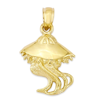 목걸이, 영혼의 동물 보석, 20 인치 먹이사슬과 바다 생명 Gifts for Her를 위한 14k 금 해파리 펜던트