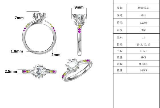 1.30CT 하얀 모이산니트와  사파이어 빛 플라티네베 다이아몬드 보석  약혼 여성 반지