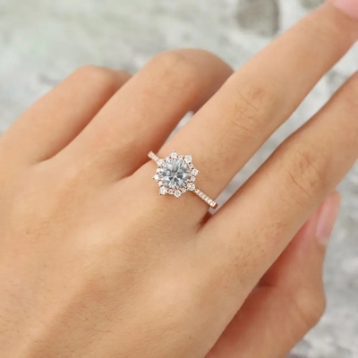 925 은메달 포도주 장미 금 원광 회색 모이산니트는 1 ct 모이산니트 기념일 반지 결혼 반지를 울립니다
