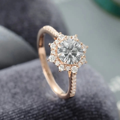 925 은메달 포도주 장미 금 원광 회색 모이산니트는 1 ct 모이산니트 기념일 반지 결혼 반지를 울립니다