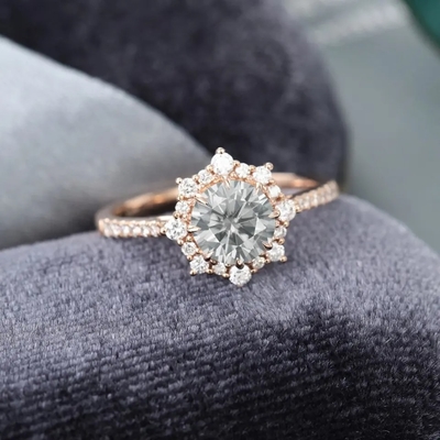 925 은메달 포도주 장미 금 원광 회색 모이산니트는 1 ct 모이산니트 기념일 반지 결혼 반지를 울립니다