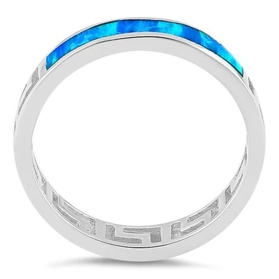 여성을 위한 블루사파이어 약혼  그리스어  진짜 패턴  연구실 Blue Opal  약혼 반지
