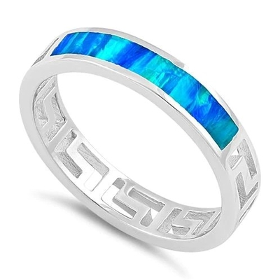 여성을 위한 블루사파이어 약혼  그리스어  진짜 패턴  연구실 Blue Opal  약혼 반지
