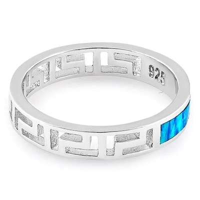 순수한 슬리버 925 고대 헬리어  굴곡 핵심 현대 물결 디자인 Blue Opal은 여성을 벨을 울려 부릅니다