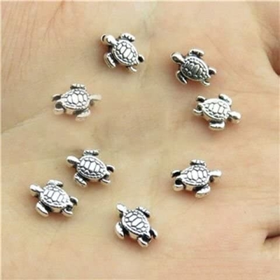 160 PC 고대 사랑스러운 거북 매달리는 은 비즈 참 적합성 원래 밴드 9x7mm