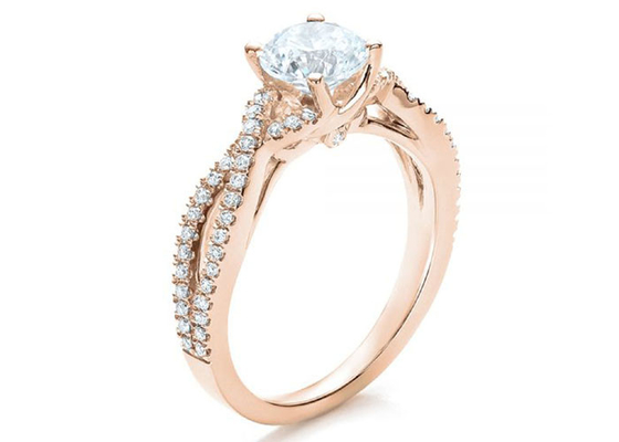 클로 세팅 18K 로즈 골드 링 0.8ct, GH VS1 GIA 다이아몬드