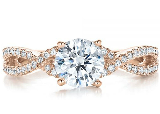 클로 세팅 18K 로즈 골드 링 0.8ct, GH VS1 GIA 다이아몬드