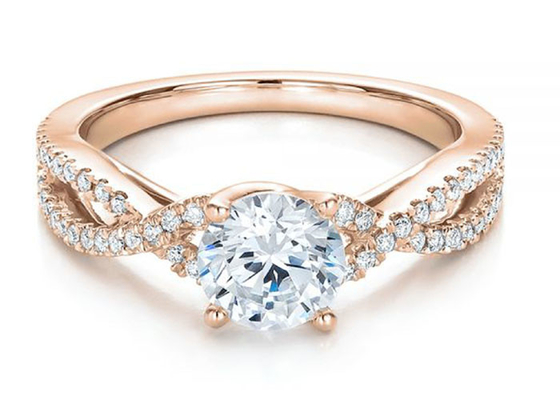 클로 세팅 18K 로즈 골드 링 0.8ct, GH VS1 GIA 다이아몬드